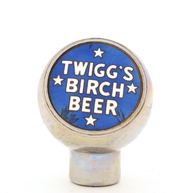 Twiggs Birch Beer 1940s Enameled Chrome Soda Ball Tap Knob