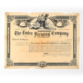 Loder Brewing Co Preferred Stock Certificate SERIES A-B