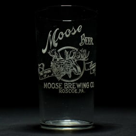 Moose Beer Pre-Prohibition White ACL Glass