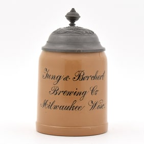 Jung and Borchert Brewing Pre-Pro Lidded Ceramic Stein MILWAUKEE