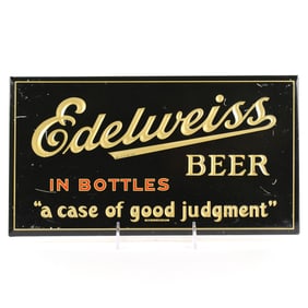 Edelweiss Beer 1930s Tin-Over-Cardboard Sign SCARCE