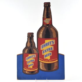 Ehrets Extra Beer 1950s Die Cut Cardboard Sign
