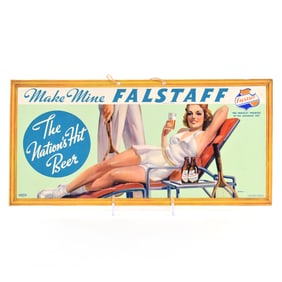 Falstaff Beer 1930s Cardboard TENNIS THEME Sign FRESH