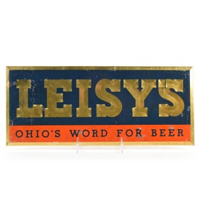 Leisys Beer 1930s Tin-Over-Cardboard Sign SCARCE