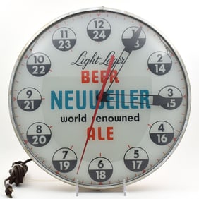 Neuweiler Beer 1950s Illuminated Pam Clock