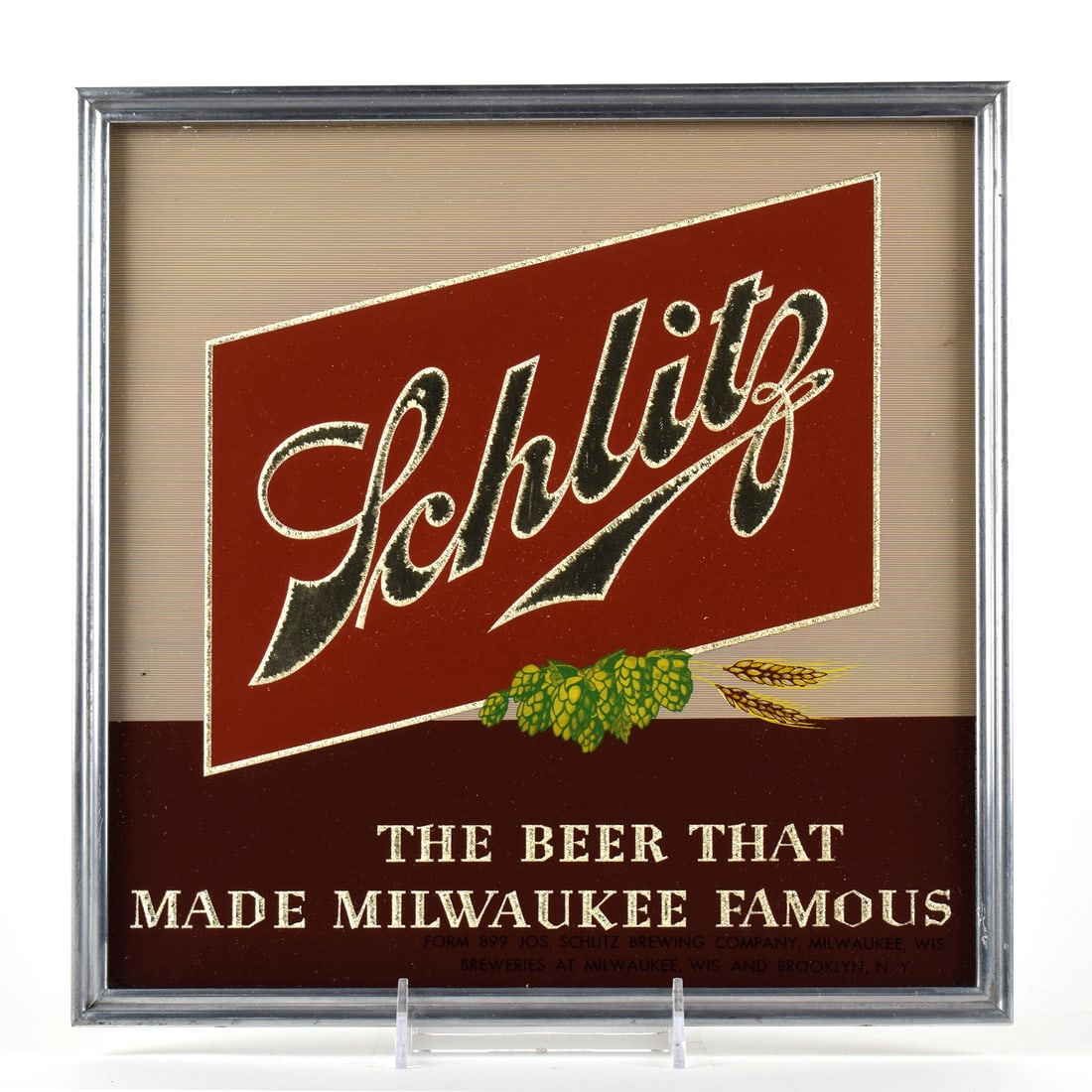 Schlitz Beer 1940s Reverse Painted Glass Sign SHARP (1 of 2)