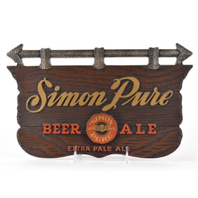 Simon Pure Beer Ale 1950s Composition Sign