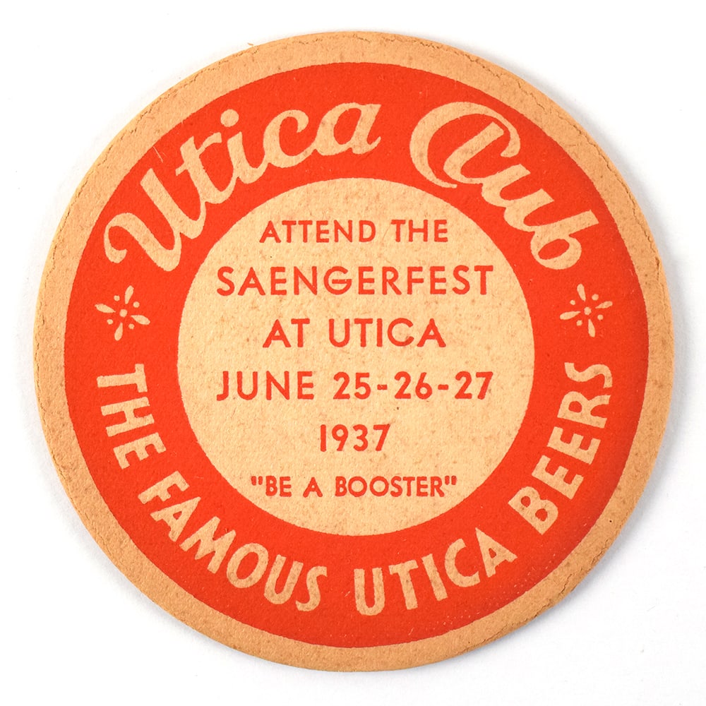 Utica Club Beers 1930s Saengerfest Coaster SCARCE: Business Name: West End Brewing Co., Utica, New York Manufacturer/Plant: Unknown Date of manufactu