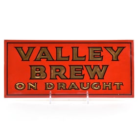 Valley Brew On Draught 1930s Tin-Over-Cardboard Sign CRISP