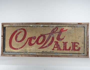 Croft Ale Large Tin Sign Boston RARE