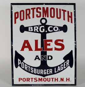 Portsmouth Brewing Portsburger Lager Ales Anchor Pre-Pro Porcelain Sign