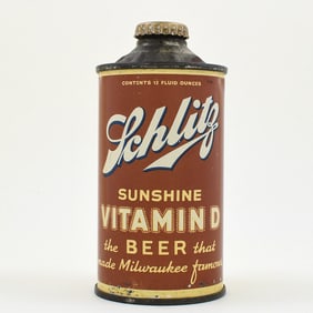 Schlitz Vitamin D Beer Cone Top NO ALC STATEMENT 183-17