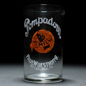 Pompadour Paul Wuesthoff Co Pre-Prohibition 2-Color Etched Glass