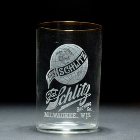 Schlitz Beer Pre-Prohibition Etched Glass JOS