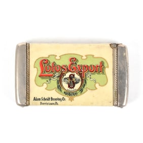 Lotos Export Beer Adam Scheidt Pre-Prohibition Match Safe Celluloid Label