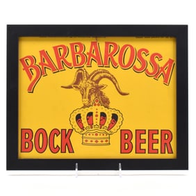 Barbarossa Bock Beer 1930s Cardboard Sign