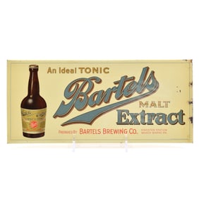 Bartels Malt Extract Prohibition Era Tin-Over-Cardboard Sign