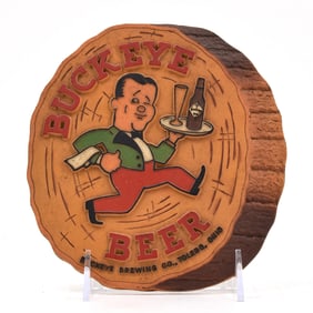 Buckeye Beer 1940s Pressed Composition Sign