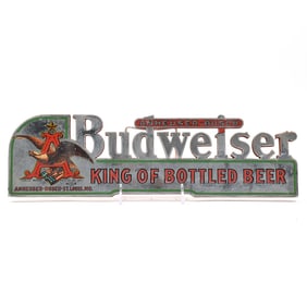 Budweiser Beer 1930s Paper Laminate Die Cut Sign