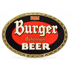 Burger Beer 1940s Embossed Tin Sign