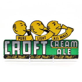 Croft Cream Ale 1940s Paper Laminate Sign LEMONHEADS