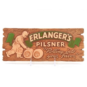 Erlangers Pilsner Beer 1940s Pressed Composition Sign