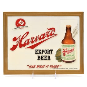 Harvard Export Beer 1940s Pressed Composition Sign SHARP