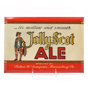 Jolly Scot Ale 1930s Tin-Over-Cardboard Easel Sign