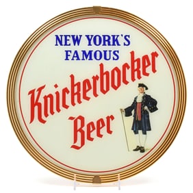 Knickerbocker Beer 1950s Reverse-Painted Glass Sign MINTY