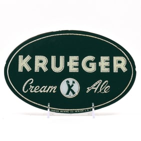 Krueger Cream Ale 1950s Reverse-Painted Glass Sign