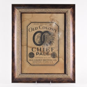 Old Colony Brewing Chief Pale Prohibition Cardboard Sign RARE