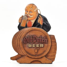 Old Dutch Beer 1950s Pressed Composition Sign
