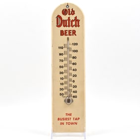 Old Dutch Beer 1950s Wooden Thermometer