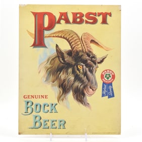 Pabst Bock Beer 1970s Cardboard Easel Sign