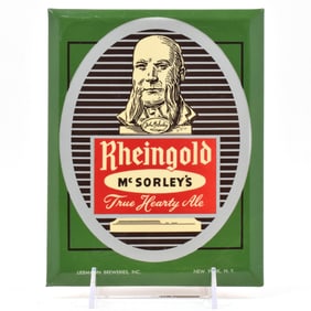 Rheingold McSorley's Ale 1940s Tin-Over-Cardboard Easel Sign