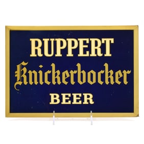 Ruppert Knickerbocker Beer 1930s Tin-Over-Cardboard Sign