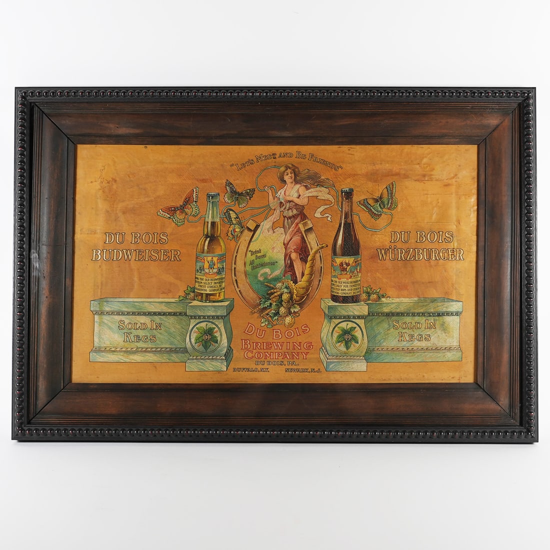 DuBois Budweiser Wurzburger Lets Meet And Be Friends Pre-Proh Meyercord Sign: Business Name: Dubois Brewing Co, Dubois, Pennsylvania Manufacturer/Plant: See comments/description