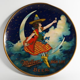 Miller High Life Beer Girl On Moon Pre-Prohibition Charger