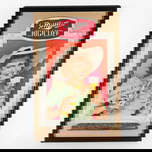 Miller Highlife You'll Like It Too Pretty Lady Diecut Cardboard Sign: Business Name: Fred Miller Brewing Co. Milwaukee, Unknown Manufacturer/Plant: See comments/description </