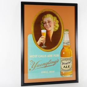 Yuengling OLD OXFORD ALE Pretty Lady Bottle Framed Diecut Cardboard Sign