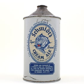 Schmidts Ale Silver Noggin Quart Cone Top GRAY 218-17