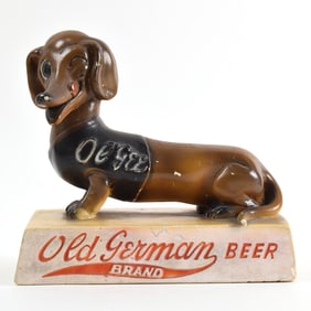 Old German 1950s Chalk Back Bar Statue DACHSHUND OL GEE
