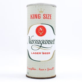 Narragansett Lager Beer 16 OZ Pint King Size SPLIT LABEL ZIP Top 157-12 SCARCE