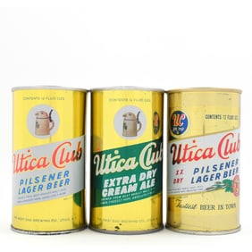 Utica Club Ale and Beer Zip Tops Lot of 3 Different