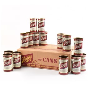 Schlitz Beer Drinking Cup Flat Tops in Original Cardboard Case Carton 15 Cans