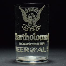 Bartholomay Beer and Ale Pre-Prohibition Etched Glass WINGED WHEEL