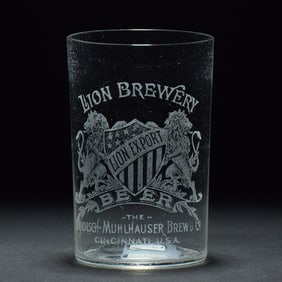 Lion Brewery Pre-Prohibition Etched Glass