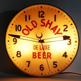 Old Shay DeLuxe Beer Illuminated Clock