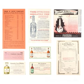 18 Piece Lot of Pre-Prohibition Whiskey Ephemera