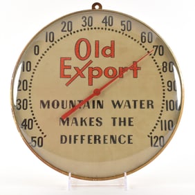 Old Export 1950s Glass Front Thermometer